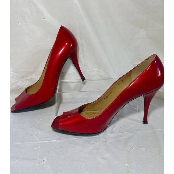 Stuart Weitzman Shoes - Stuart Weitzman Cherry Red Patent Peep toe Heels 9.5 M